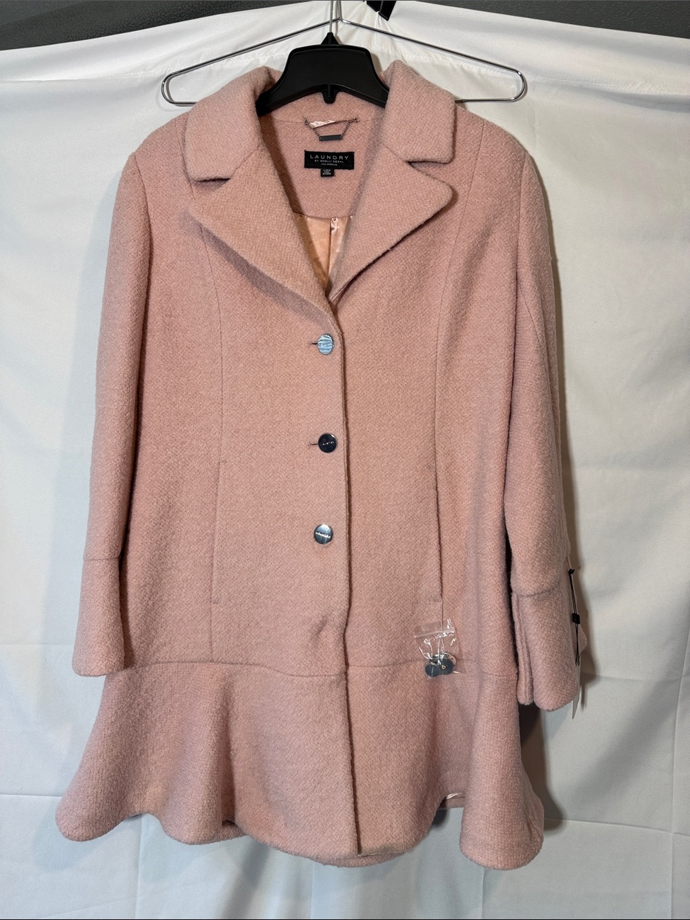 Laundry By Shelli Segal Blush Pink Peplum Wool-Blend Coat - L